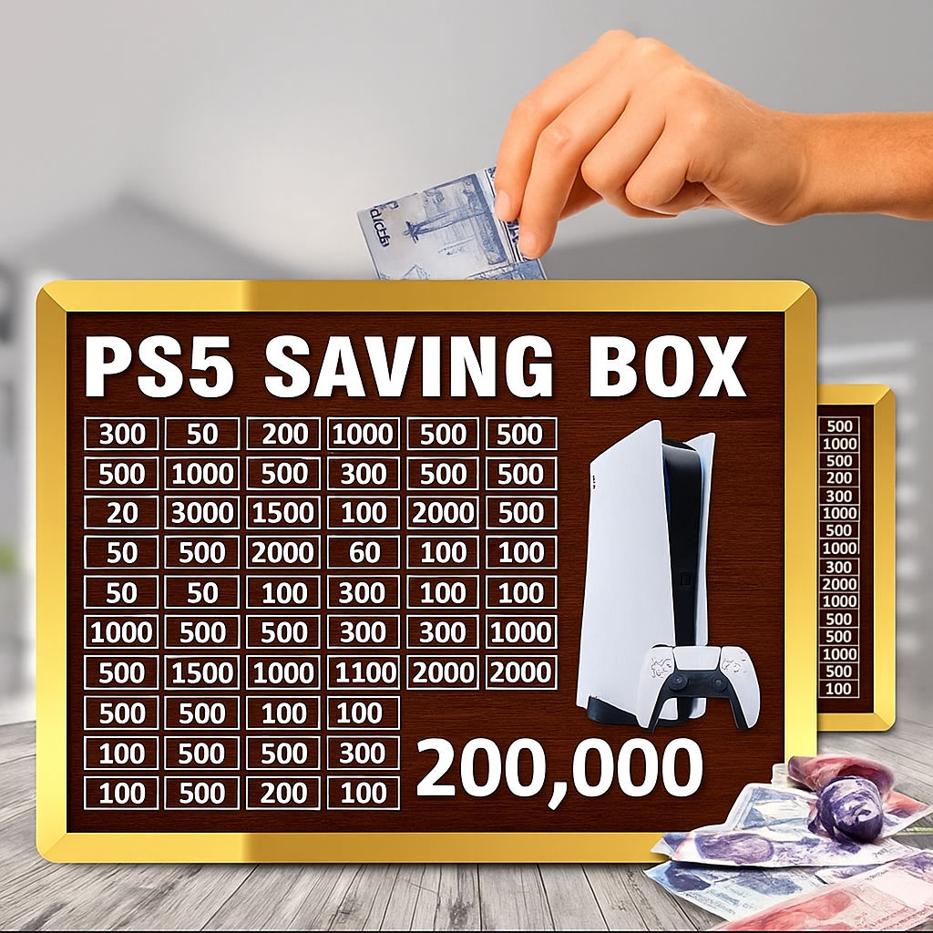 Wooden Money Saving Box Combo – Savings Goals for 5L, 3L, 2L, 1L, 50K, Hajj, Umrah, Qurbani, Mobile, Kids, Karbala, CS Bike, CG125 & Bicycle – Handmade Lock-Free Wooden Savings Boxes with Printed Labels for Personal, Family & Spiritual Goals