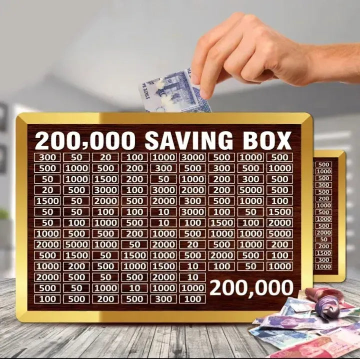 Wooden Money Saving Box Combo – Savings Goals for 5L, 3L, 2L, 1L, 50K, Hajj, Umrah, Qurbani, Mobile, Kids, Karbala, CS Bike, CG125 & Bicycle – Handmade Lock-Free Wooden Savings Boxes with Printed Labels for Personal, Family & Spiritual Goals