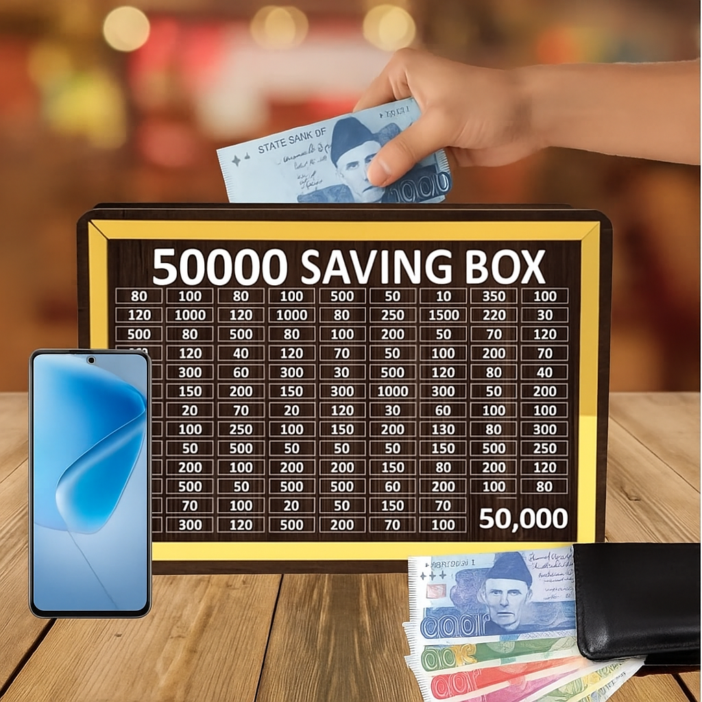 Wooden Money Saving Box Combo – Savings Goals for 5L, 3L, 2L, 1L, 50K, Hajj, Umrah, Qurbani, Mobile, Kids, Karbala, CS Bike, CG125 & Bicycle – Handmade Lock-Free Wooden Savings Boxes with Printed Labels for Personal, Family & Spiritual Goals
