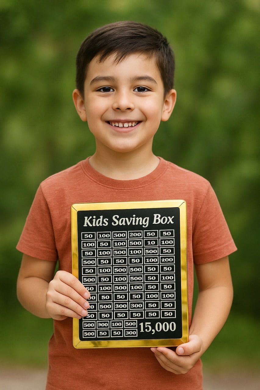 Wooden Money Saving Box Combo – Savings Goals for 5L, 3L, 2L, 1L, 50K, Hajj, Umrah, Qurbani, Mobile, Kids, Karbala, CS Bike, CG125 & Bicycle – Handmade Lock-Free Wooden Savings Boxes with Printed Labels for Personal, Family & Spiritual Goals